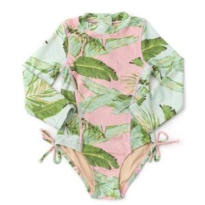 Shade Critters Girls Cabana Palms Shimmer One Piece in Pink/Green size 3T
